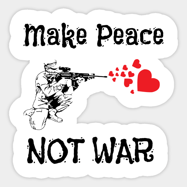 Cute Make Peace Not War Soldier Shooting Hearts Sticker by theperfectpresents
